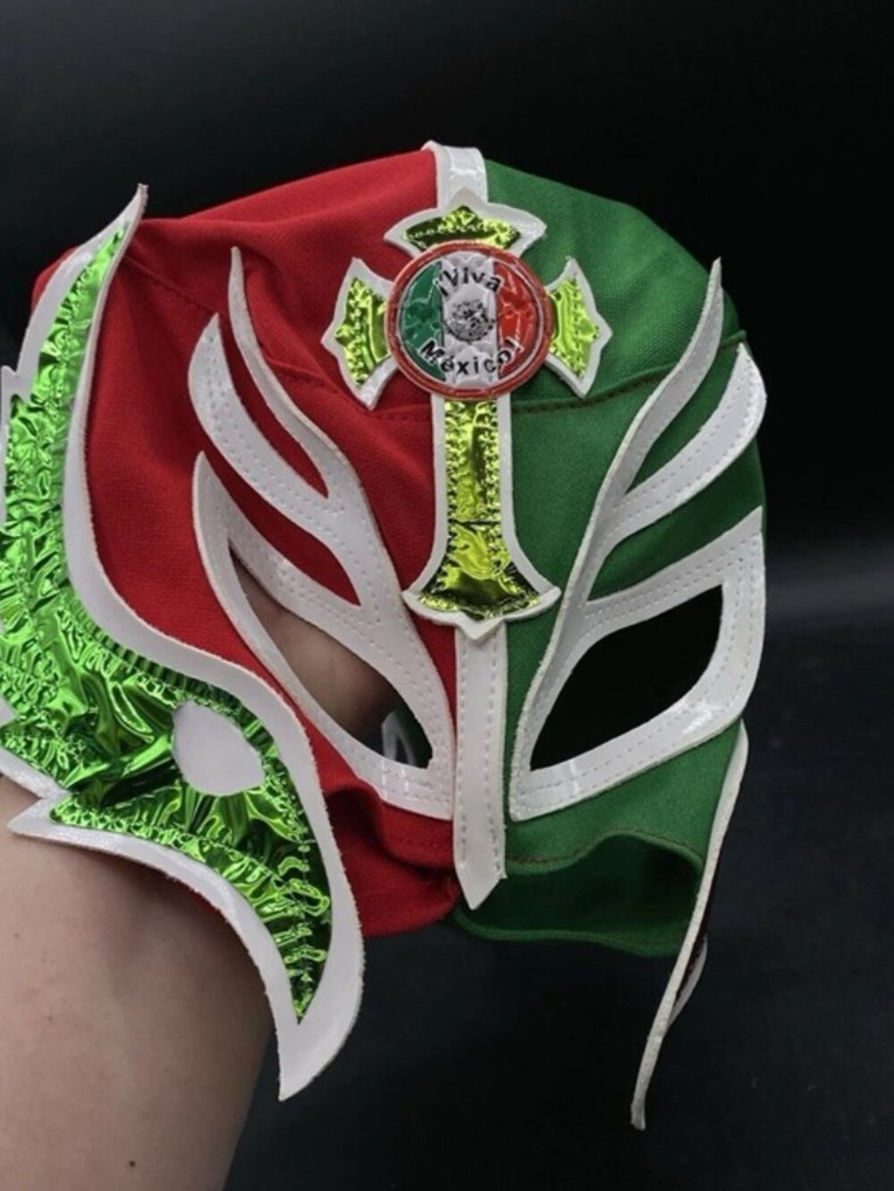 Mexican Lucha Libre Wrestling Mask Red Green White Rey Mysterio #1 - Picture 7 of 11